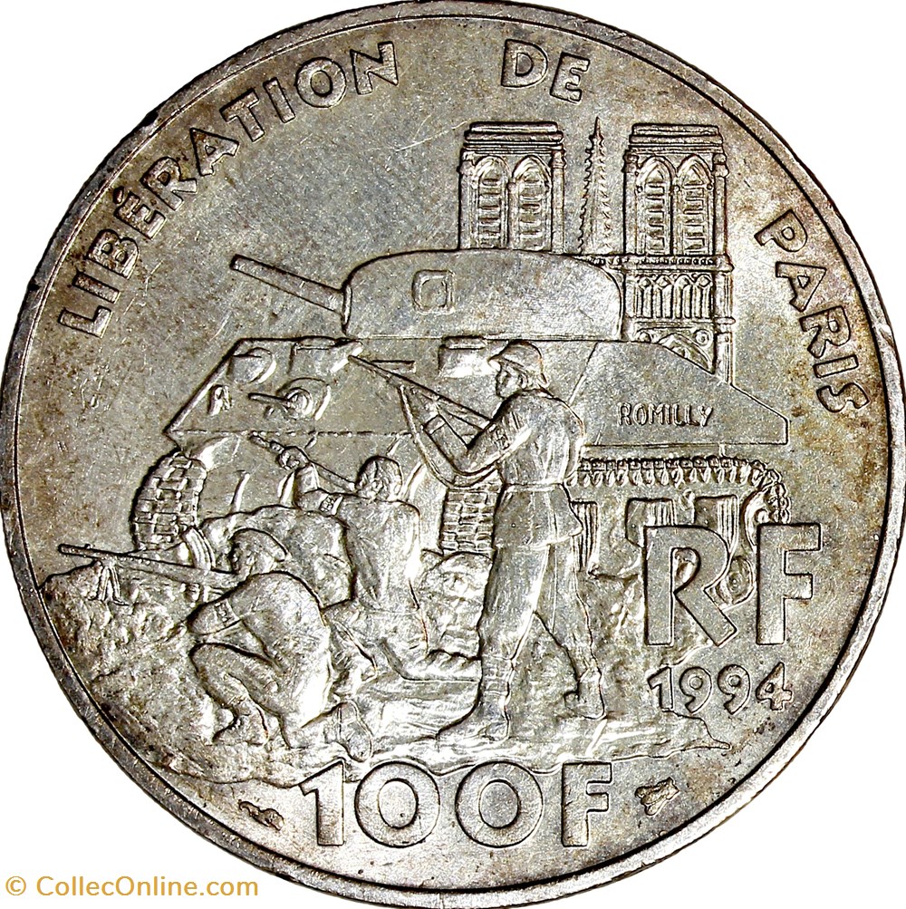 100 francs Libération de Paris, Ve République, 1994 monnaies monde france 100 francs liberation de paris ve republique 1994