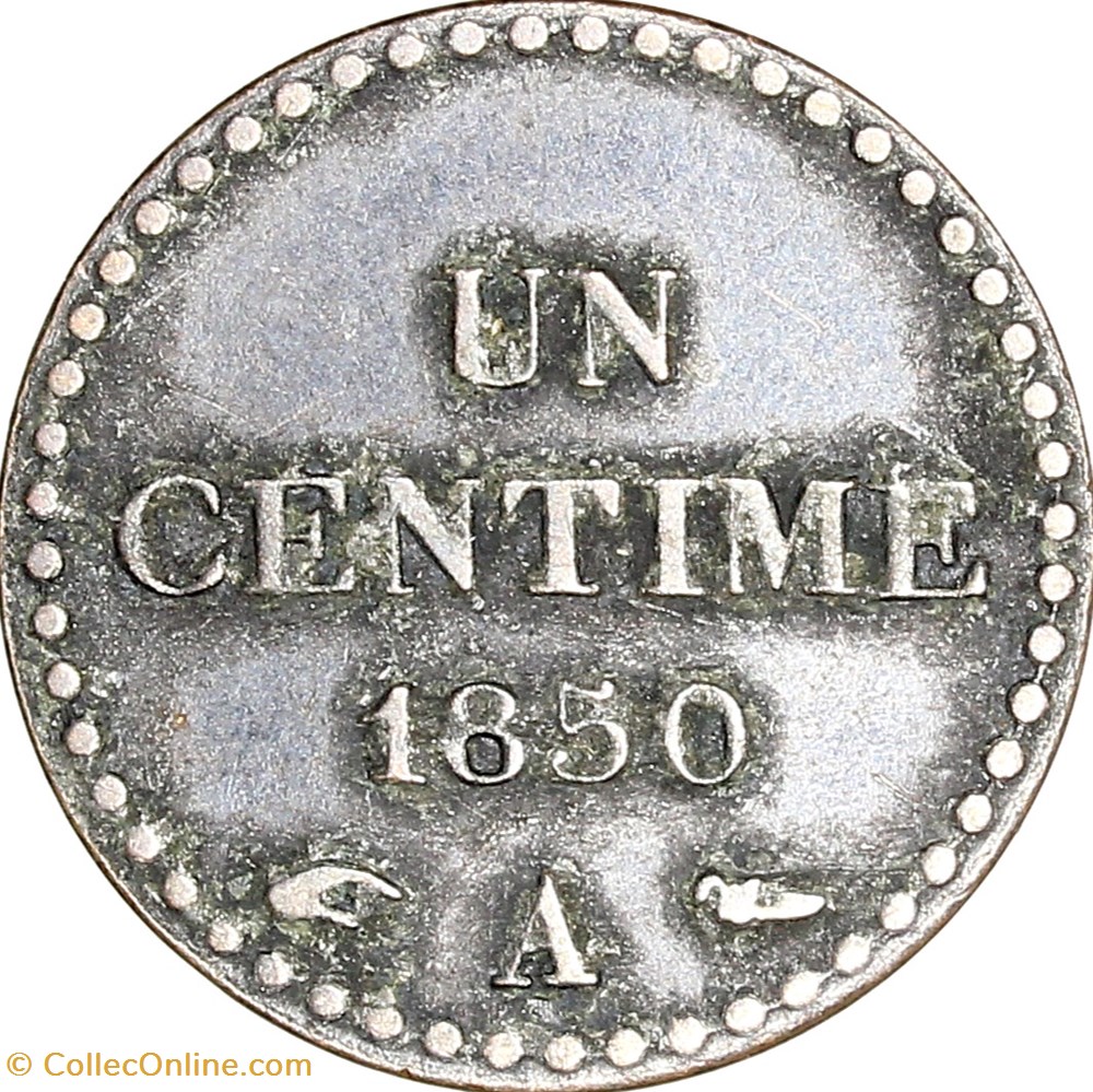 monnaies monde france un centime dupre iie republique 1850 accent sur le e paris
