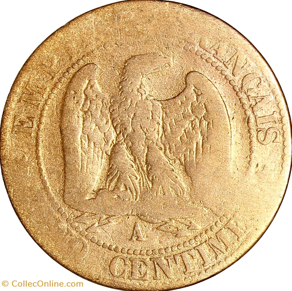 Cinq centimes, tête laurée, Napoléon III, 1861, Paris monnaies monde france cinq centimes tete lauree napoleon iii 1861 paris