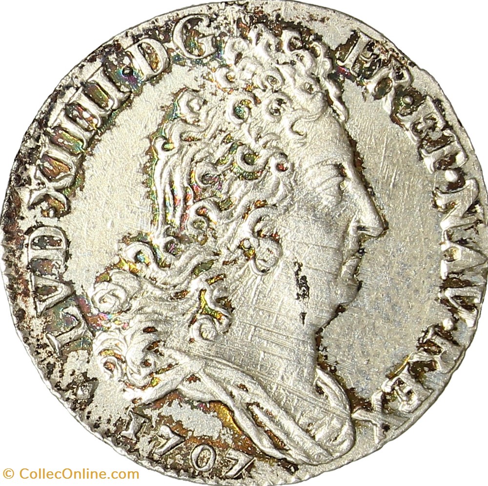 Dix sols aux insignes, Louis XIV, 1707, Aix-en-Provence - Coins