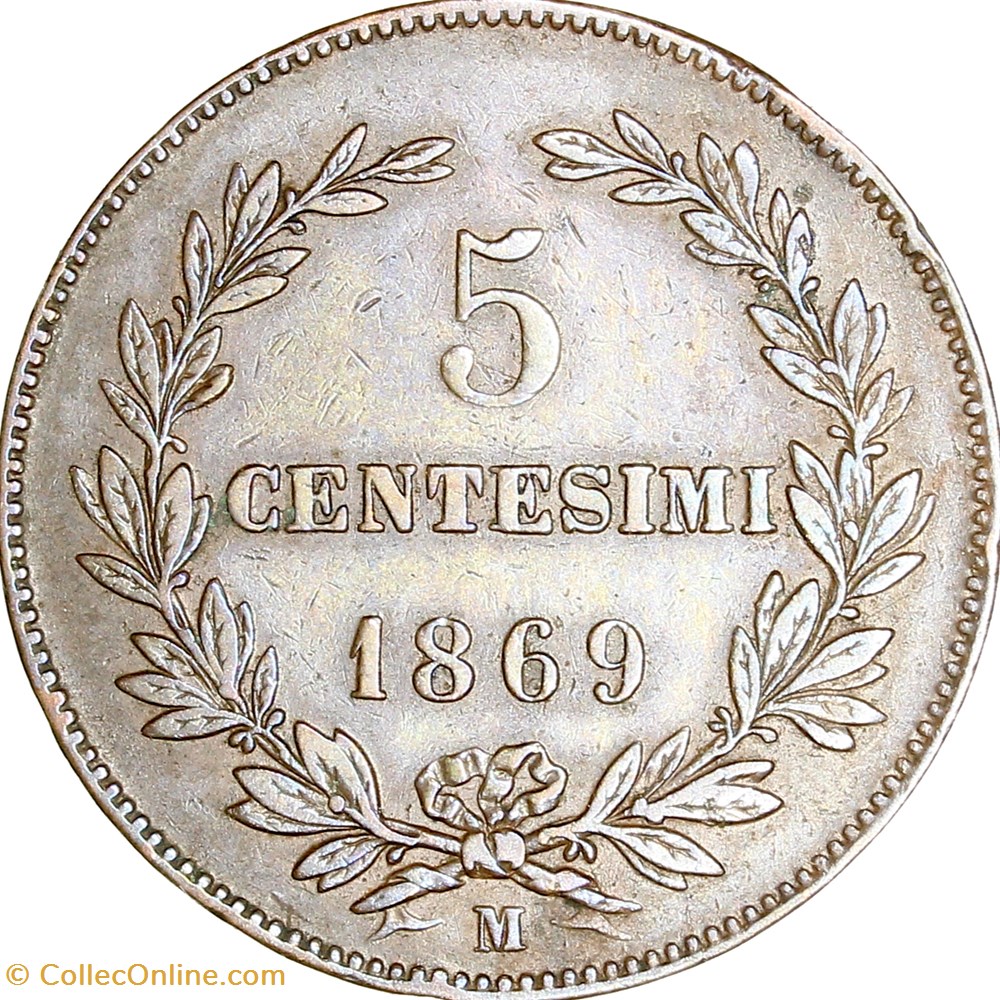 5 centesimi, Saint-Marin, 1869, Milan monnaies monde 5 centesimi saint marin 1869 milan