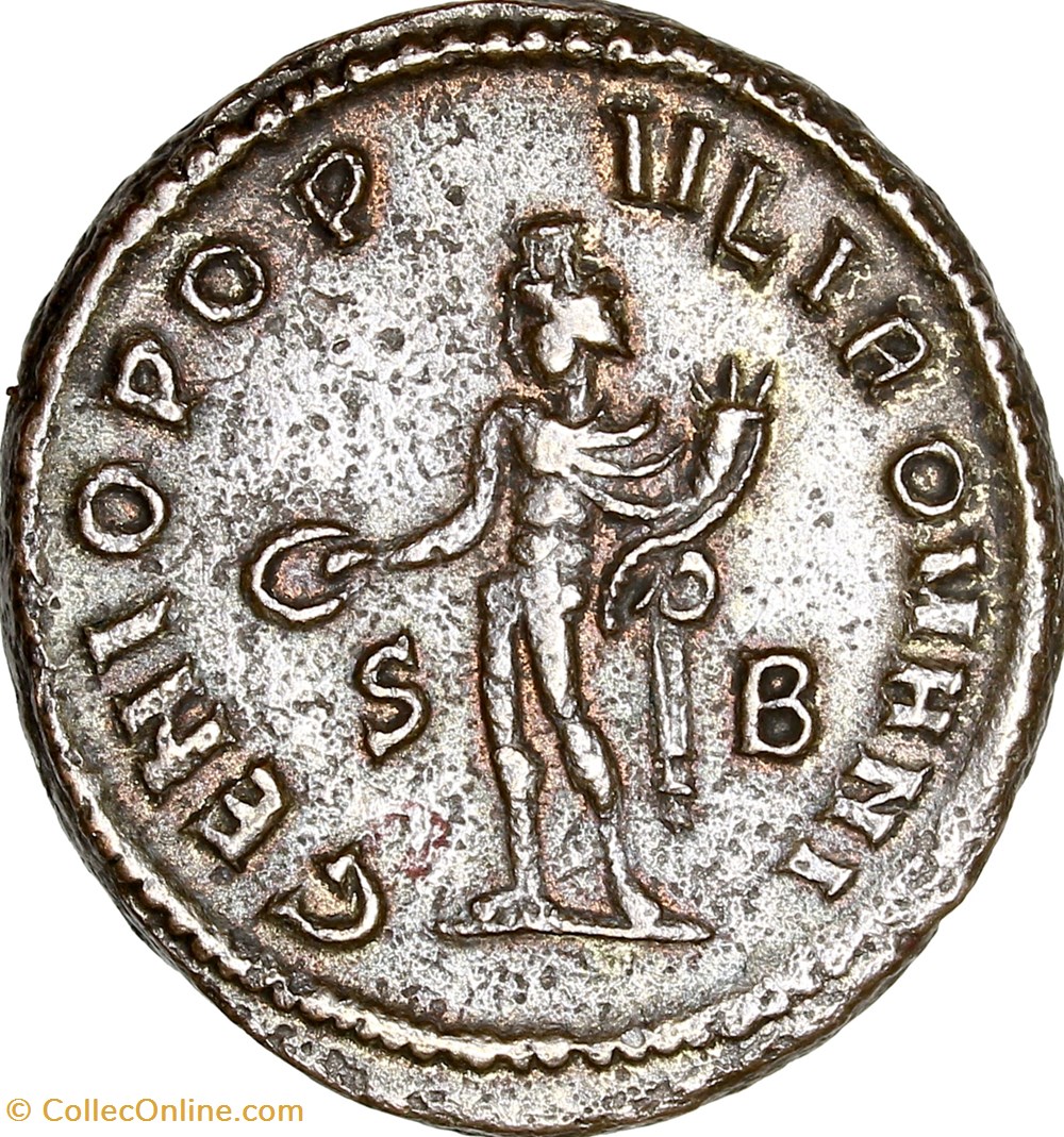 Follis de Galère césar, Genius, 294, Siscia monnaies antiques romaines imperiales et republicaines follis de galere cesar genius 294 siscia