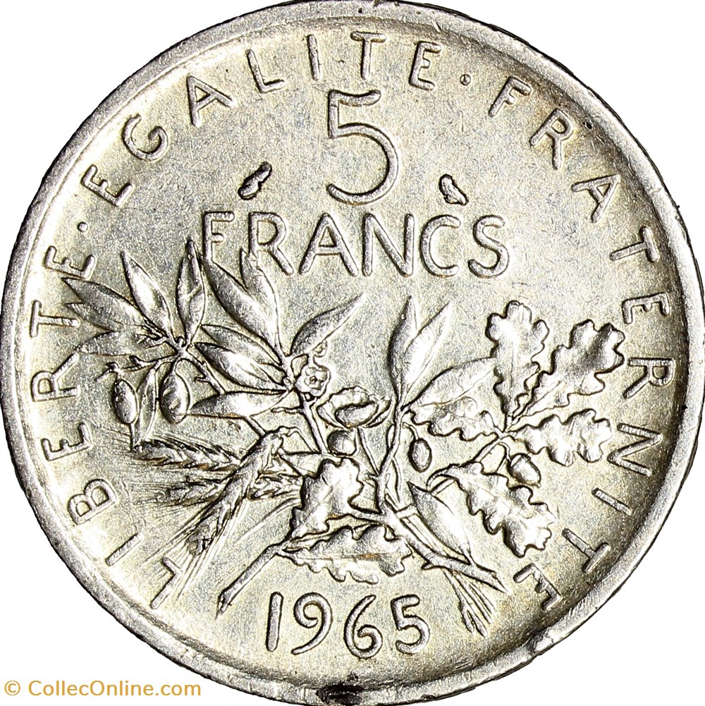 monnaies monde france 5 francs semeuse ve republique 1965