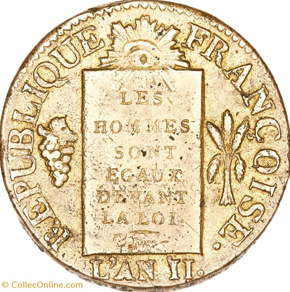 Sol à la table de la loi, daté, la Convention, 1793, an II, Dijon monnaies monde france sol a la table de la loi date la convention 1793 an ii dijon