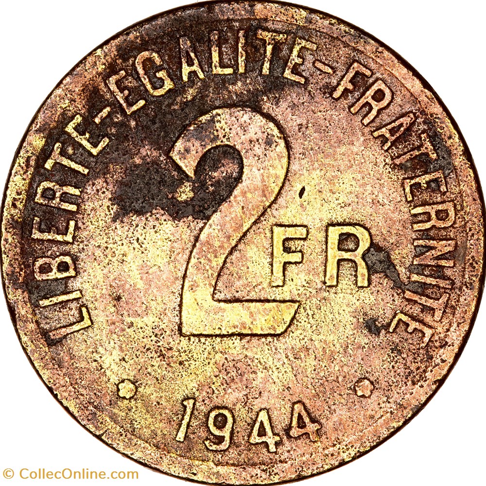 2 francs France, GPRF, 1944, Philadelphie monnaies monde 2 francs france gprf 1944 philadelphie