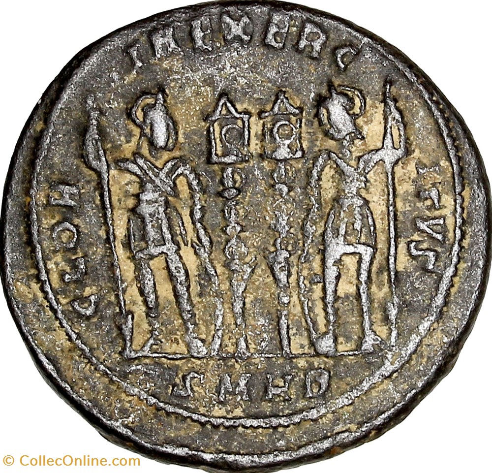 Centenionalis de Constantin Ier, Gloria Exercitus 2 enseignes, 330-333, Héraclée monnaies antiques romaines imperiales et republicaines centenionalis de constantin ier gloria exercitus 2 enseignes 330 333 heraclee