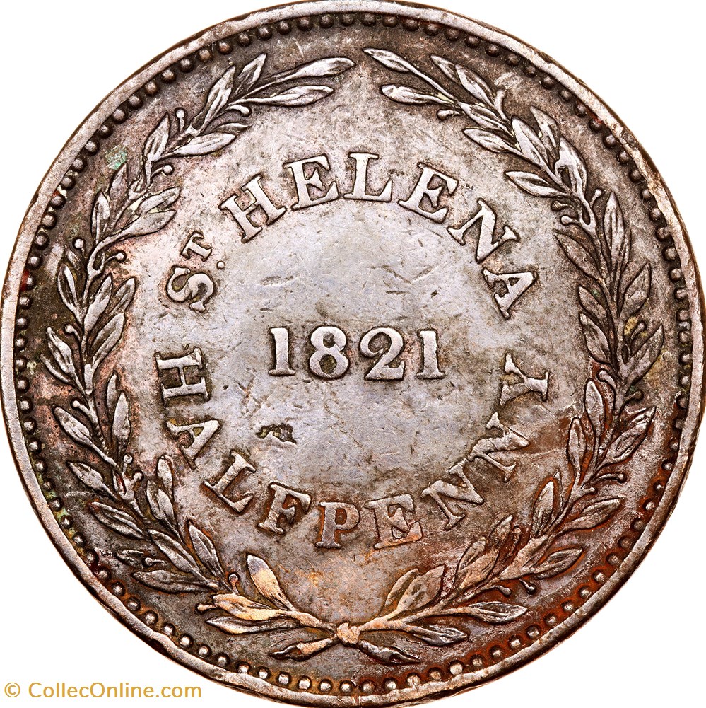 1/2 penny, Sainte-Hélène, 1821, Soho monnaies monde 1 2 penny sainte helene 1821 soho