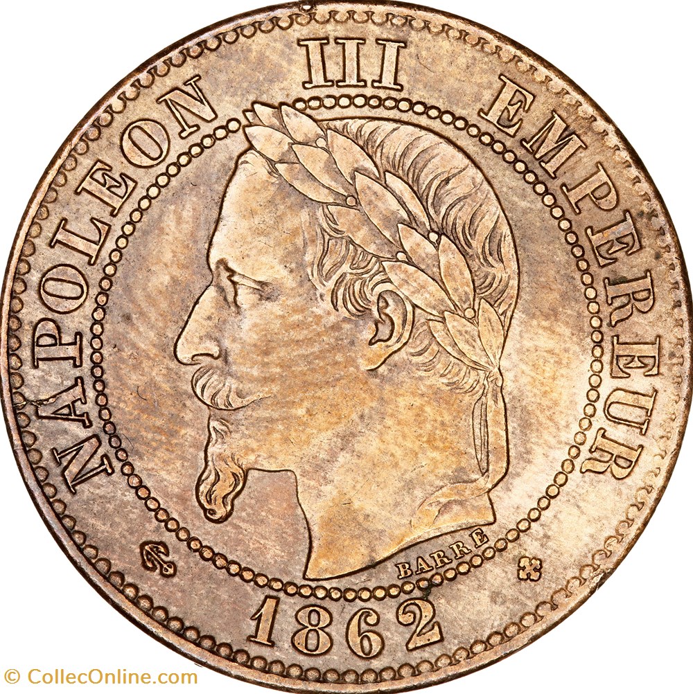 Deux centimes, tête laurée, Napoléon III, 1862, petit BB, Strasbourg monnaies monde france deux centimes tete lauree napoleon iii 1862 petit bb strasbourg