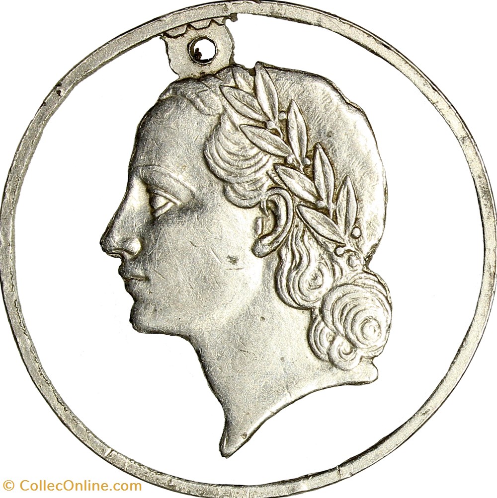 5 francs Lavrillier, nickel, IIIe République, 1935, transformée en pendentif monnaies monde france 5 francs lavrillier nickel iiie republique 1935 transformee en pendentif