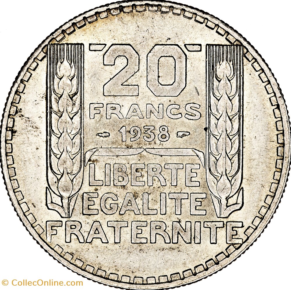 monnaies monde france 20 francs turin iiie republique 1938