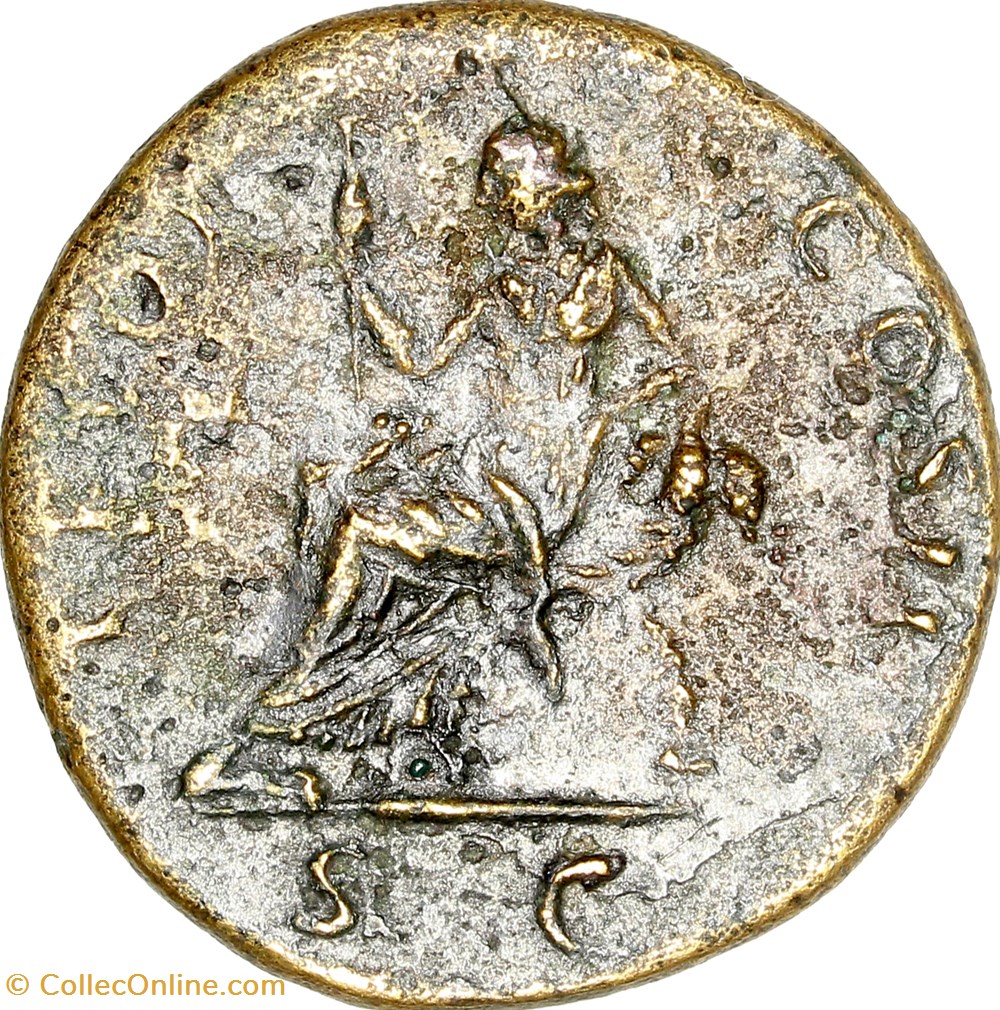Dupondius de Trajan, Abundantia / Iustitia, 99, Rome monnaies antiques romaines imperiales et republicaines dupondius de trajan abundantia iustitia 99 rome