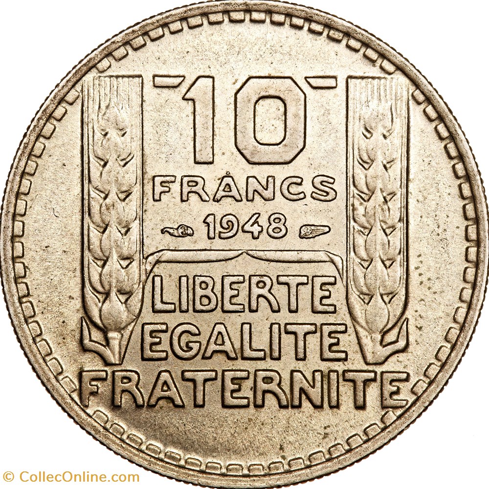 10 francs Turin, petite tête, IVe République, 1948 monnaies monde france 10 francs turin petite tete ive republique 1948