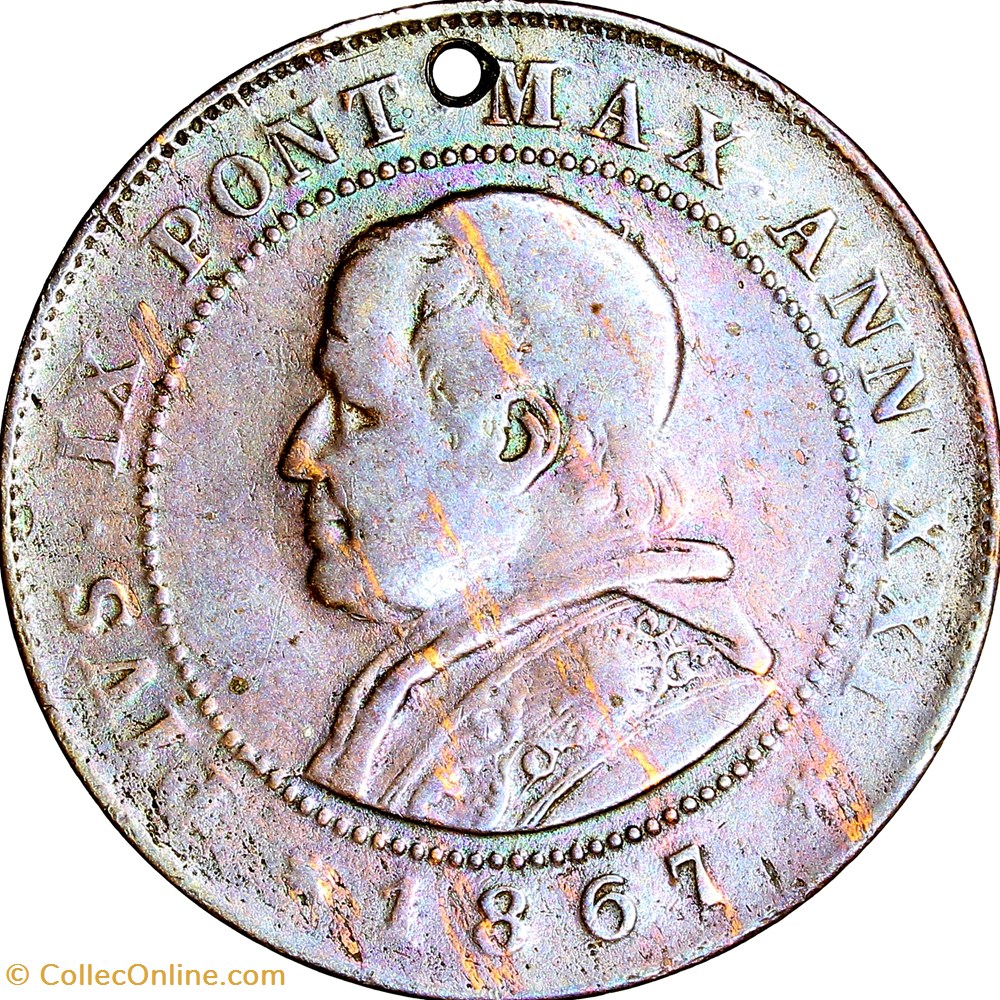 2 soldi, Pie IX du Vatican, 1867, Rome monnaies monde 2 soldi pie ix du vatican 1867 rome