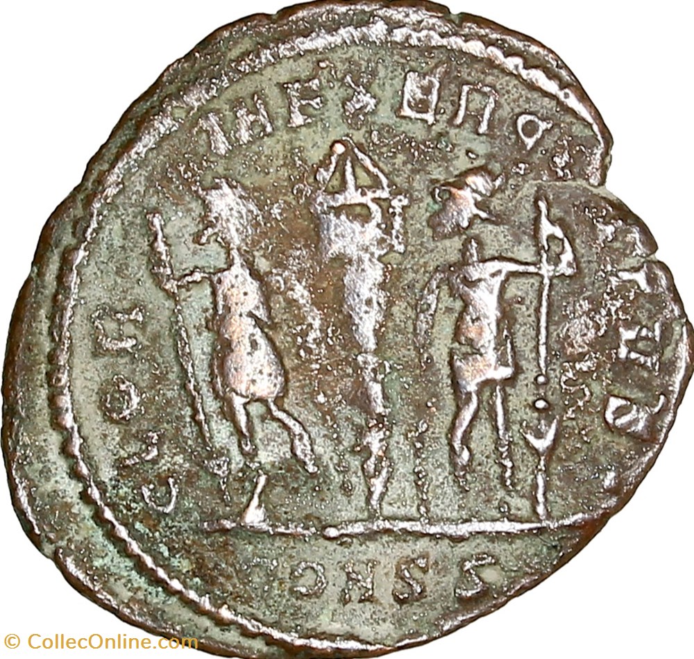 Centenionalis de Constance II césar, Gloria Exercitus 1 enseigne, 336-337, Constantinople monnaies antiques romaines imperiales et republicaines centenionalis de constance ii cesar gloria exercitus 1 enseigne 336 337 constantinople