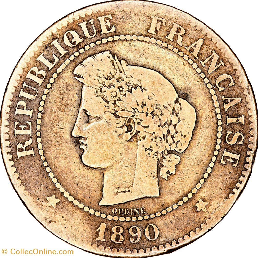 5 centimes Cérès, IIIe République, 1890, Paris monnaies monde france 5 centimes ceres iiie republique 1890 paris