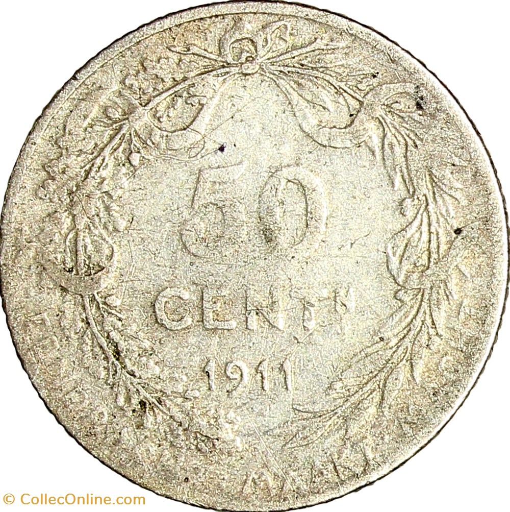 50 centimes, légende flamande, Albert Ier de Belgique, 1911 monnaies monde 50 centimes legende flamande albert ier de belgique 1911