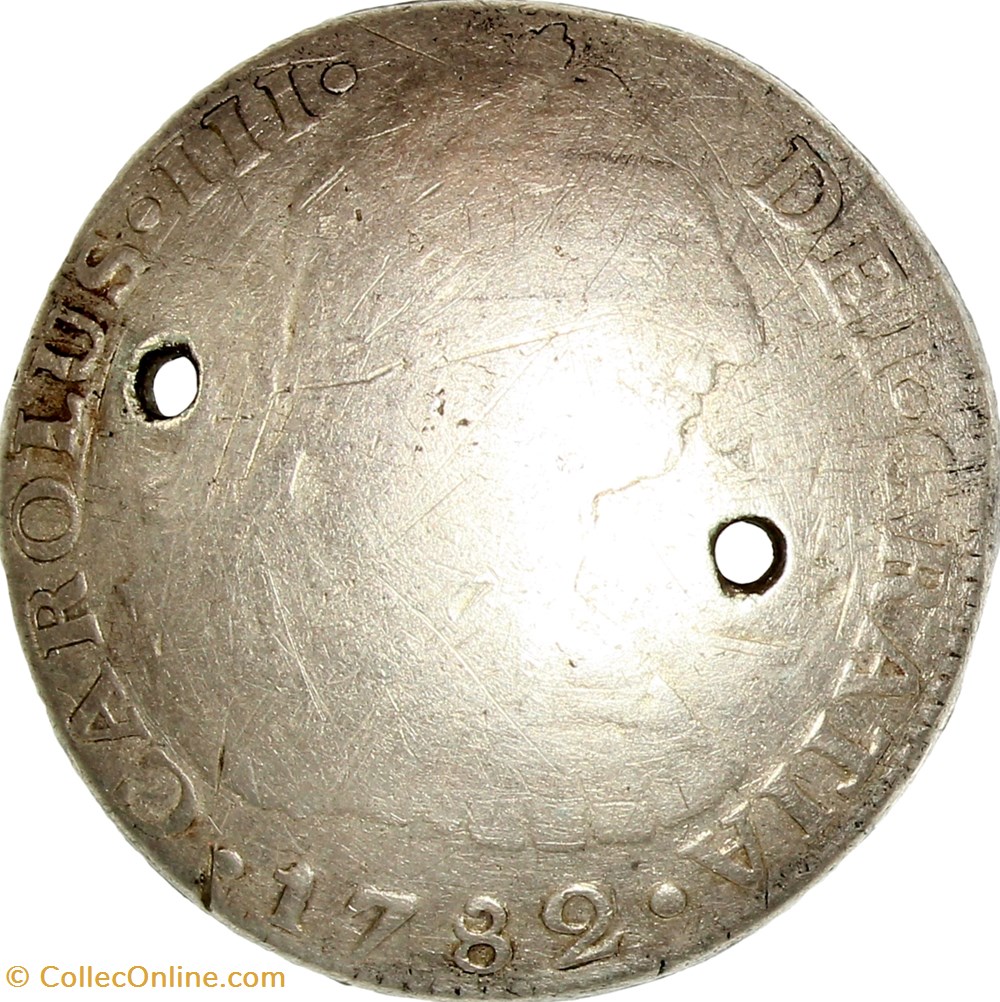 2 réales de Charles III d'Espagne, 1782, Mexico monnaies europe medievale royaume 2 reales de charles iii espagne 1782 mexico