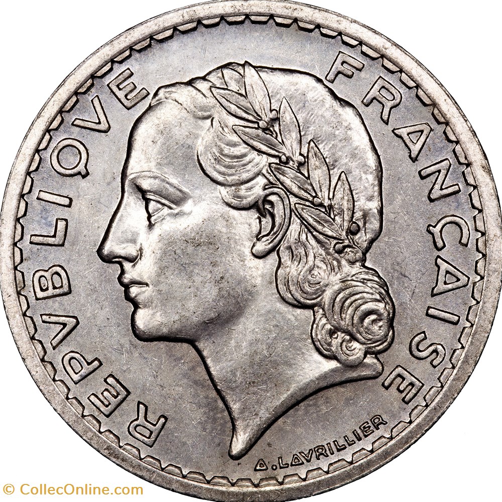 5 francs Lavrillier, aluminium, GPRF, 1946, Beaumont-le-Roger monnaies monde france 5 francs lavrillier aluminium gprf 1946 beaumont le roger