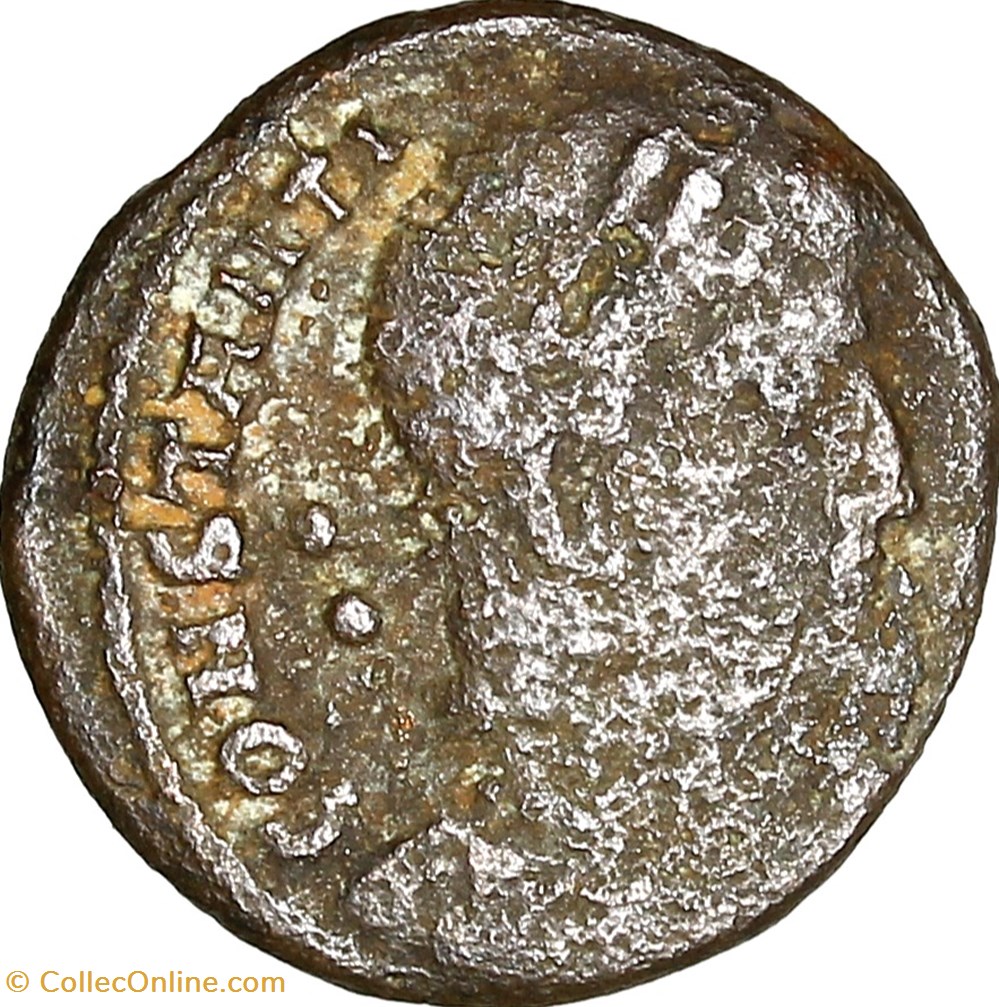 Centenionalis d'un Constantinien, Gloria Exercitus, 336-340, Thessalonique monnaies antiques romaines imperiales et republicaines centenionalis un constantinien gloria exercitus 336 340 thessalonique