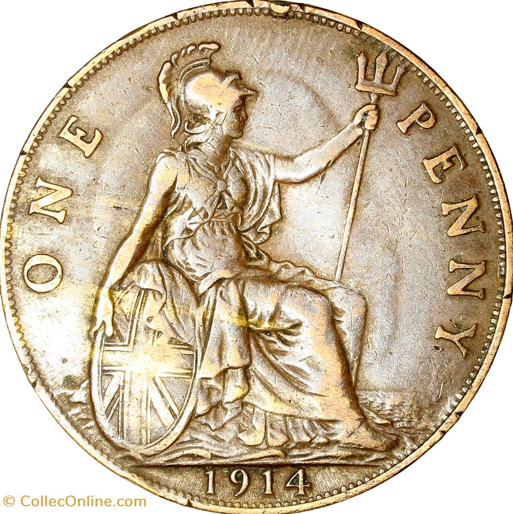 1 penny, Georges V du Royaume-Uni, 1914 monnaies monde 1 penny georges v du royaume uni 1914
