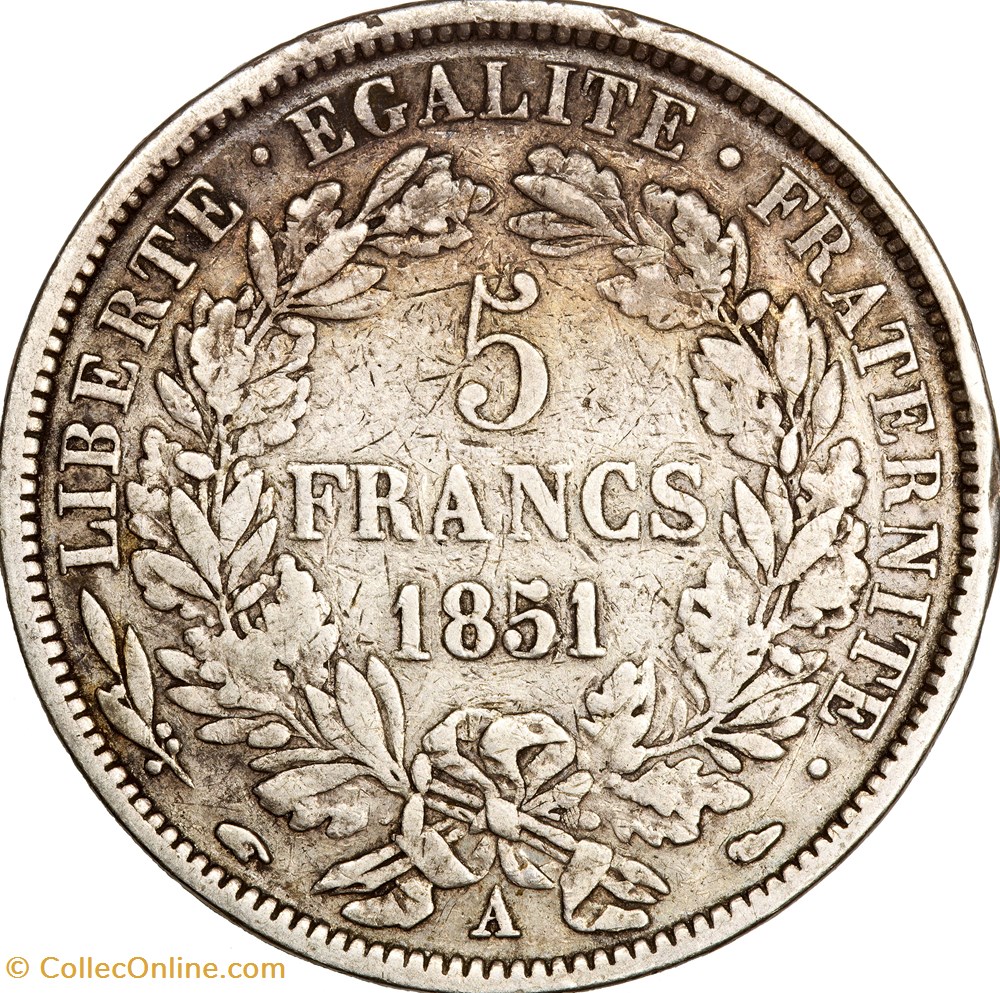5 francs Cérès, IIe République, 1851, Paris monnaies monde france 5 francs ceres iie republique 1851 paris