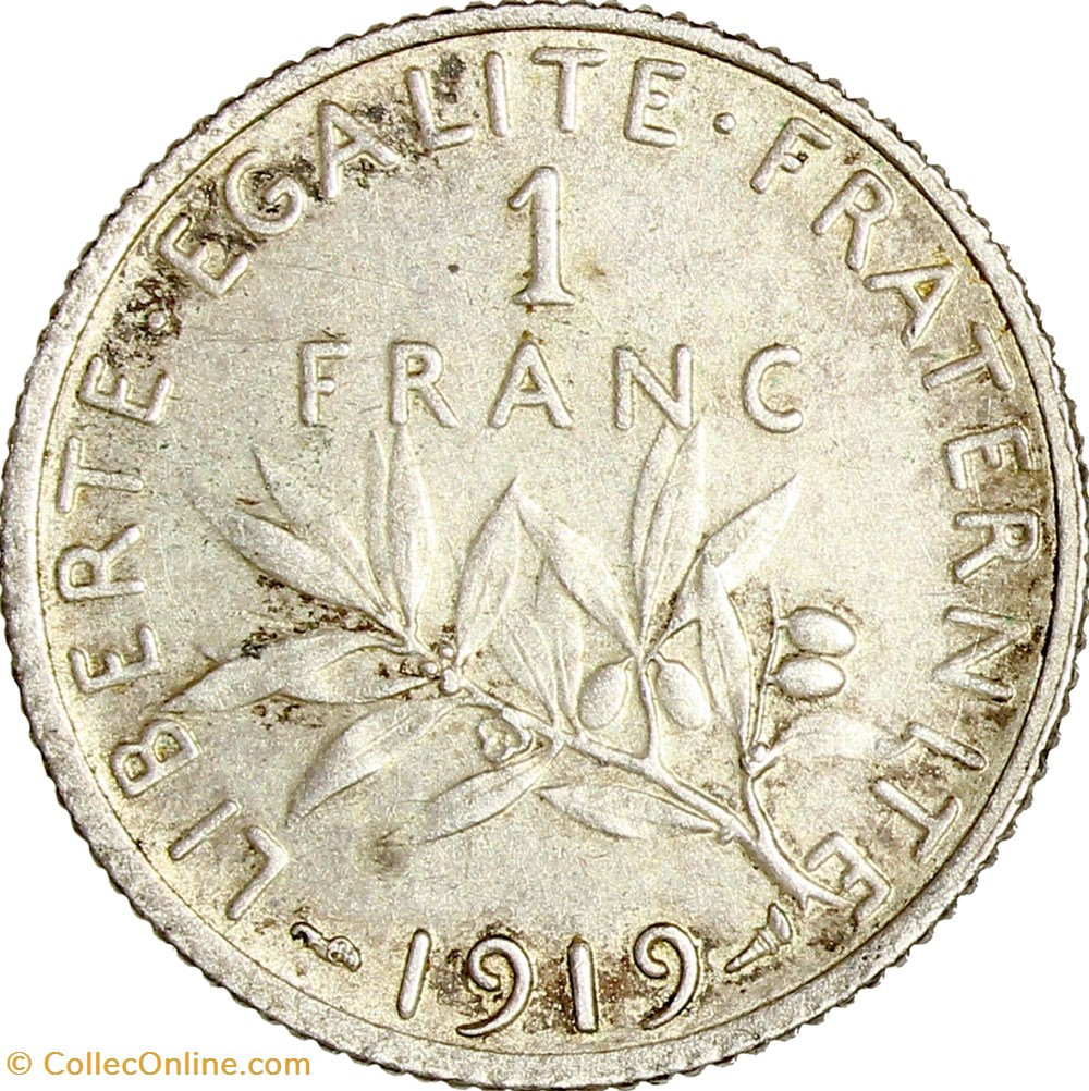 1 franc Semeuse, IIIe République, 1919 monnaies monde france 1 franc semeuse iiie republique 1919