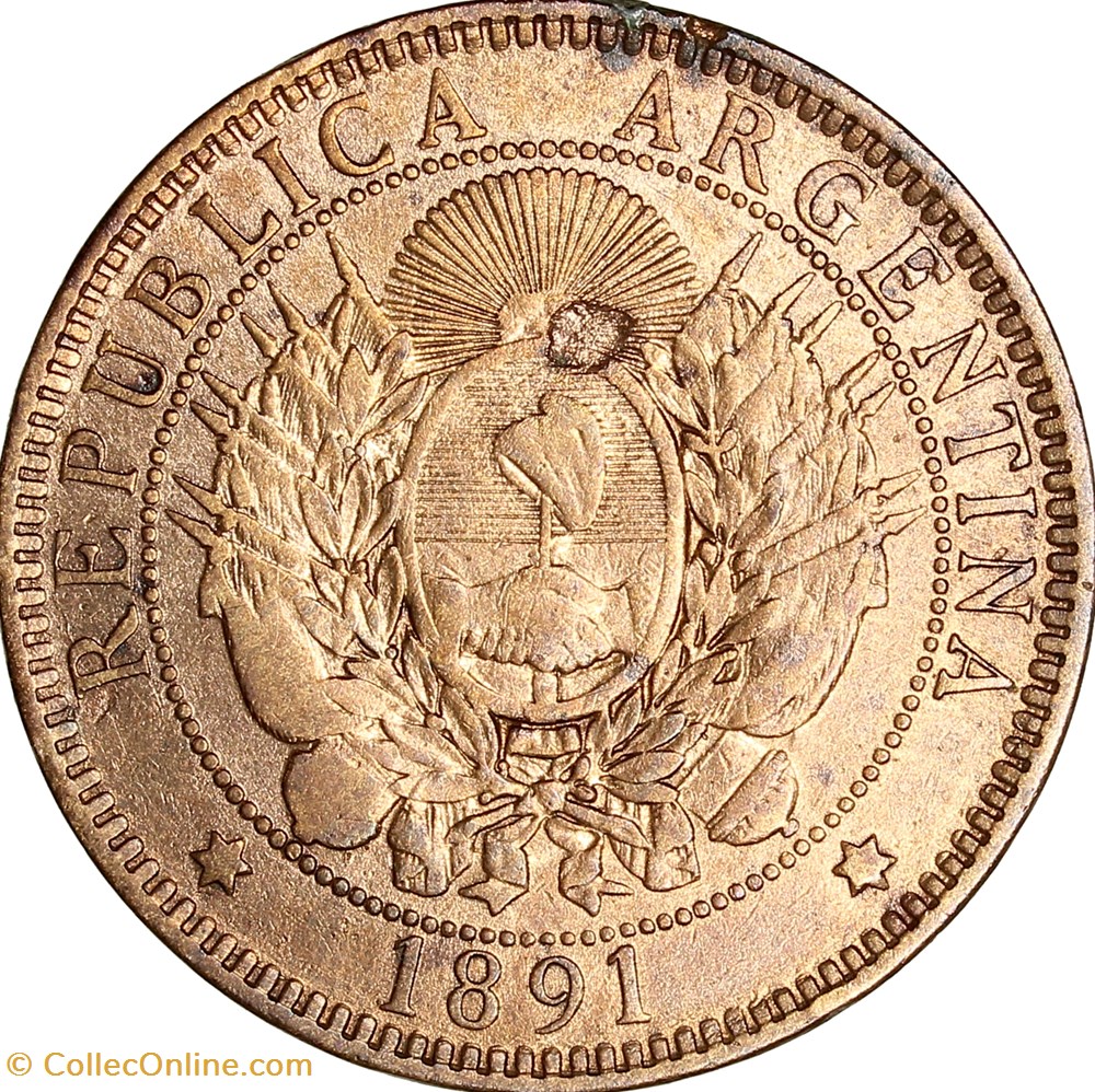 2 centavos, Argentine, 1891 monnaies monde 2 centavos argentine 1891