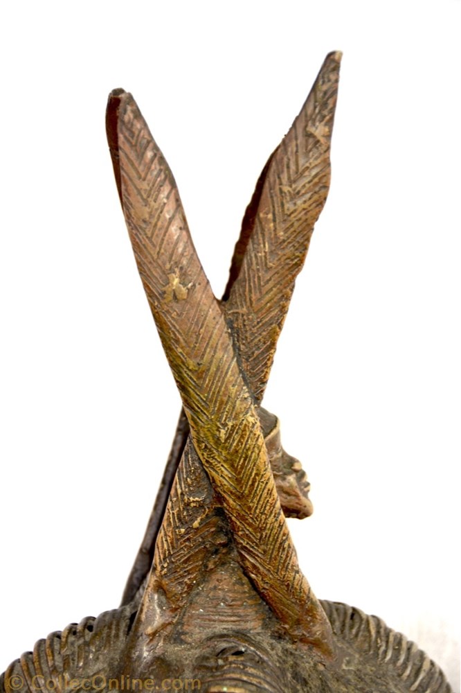 art antiquite africain bronze akan casque 001