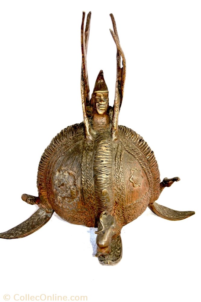 art antiquite africain bronze akan casque 001