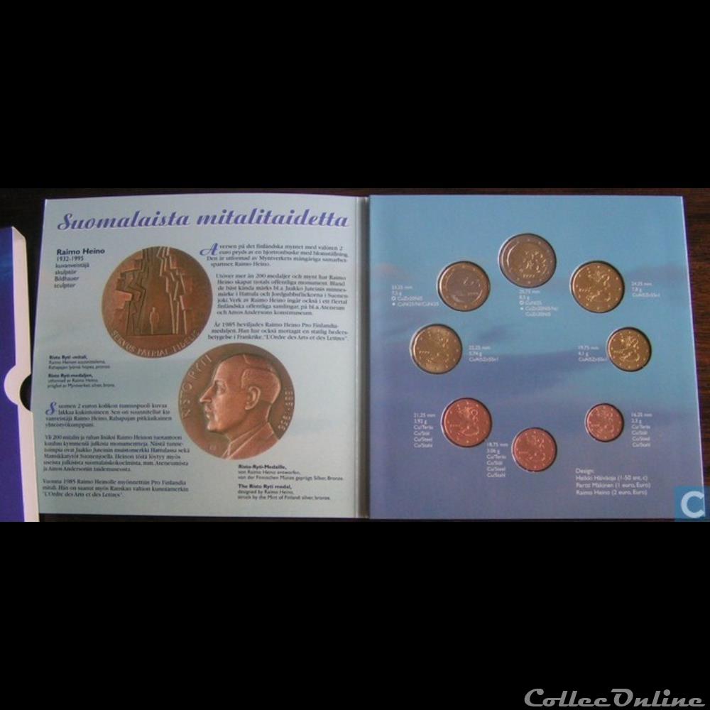 Finlande - Série officielle BU - 1999 2000 2001 2 monnaie euro finlande serie officielle bu 1999 2000 2001
