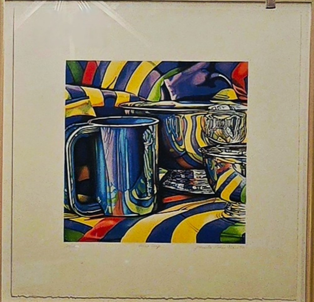 Blue Cup art antiquities lithography silkscreen blue cup