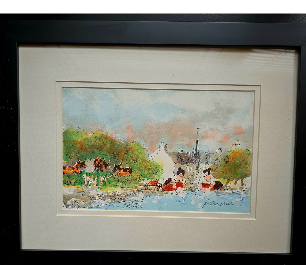 art antiquities lithography silkscreen the washerwomen