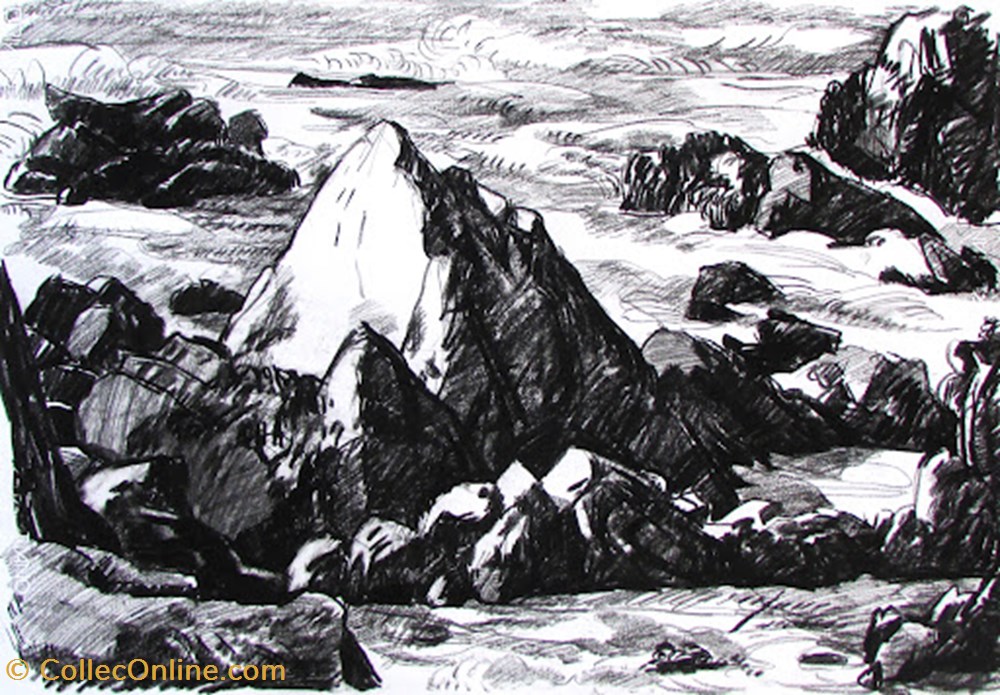 Pics, baie du Scall (Scall's bay roc) art antiquites peintures dessins pics baie du scall scall s bay roc