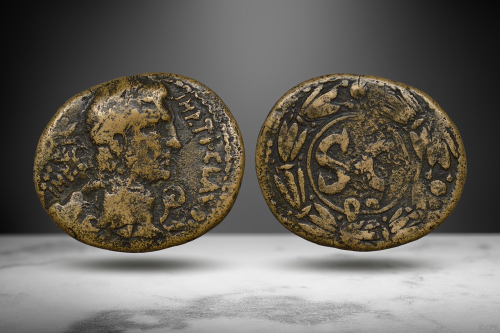 Syria, Antioch AE (Claudius/S C in wreath, RPC I 4282) coins ancient to romans provincial syria antioch ae claudius s c in wreath rpc i 4282