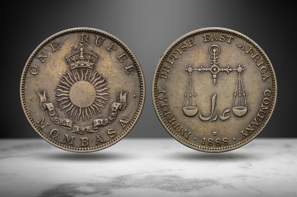 Imperial British East Africa Company 1888 AR Rupee (Numista 17050) coins colonial colonies imperial british east africa company 1888 ar rupee numista 17050