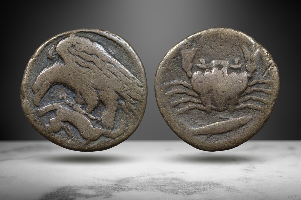 Sicily, Akragas AR Hemidrachm (Eagle/crab, SNG ANS 1003-9) coins ancient to greek sicily akragas ar hemidrachm eagle crab sng ans 1003 9