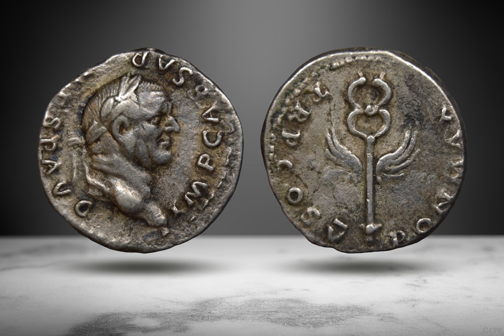 coins ancient to romans imperial and republican vespasian ar denarius winged caduceus ric ii 684