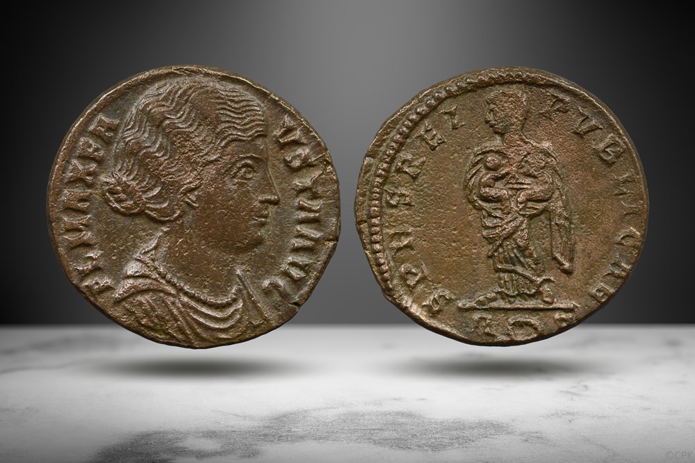 coins ancient to romans imperial and republican fausta ae3 spes ric vii 293