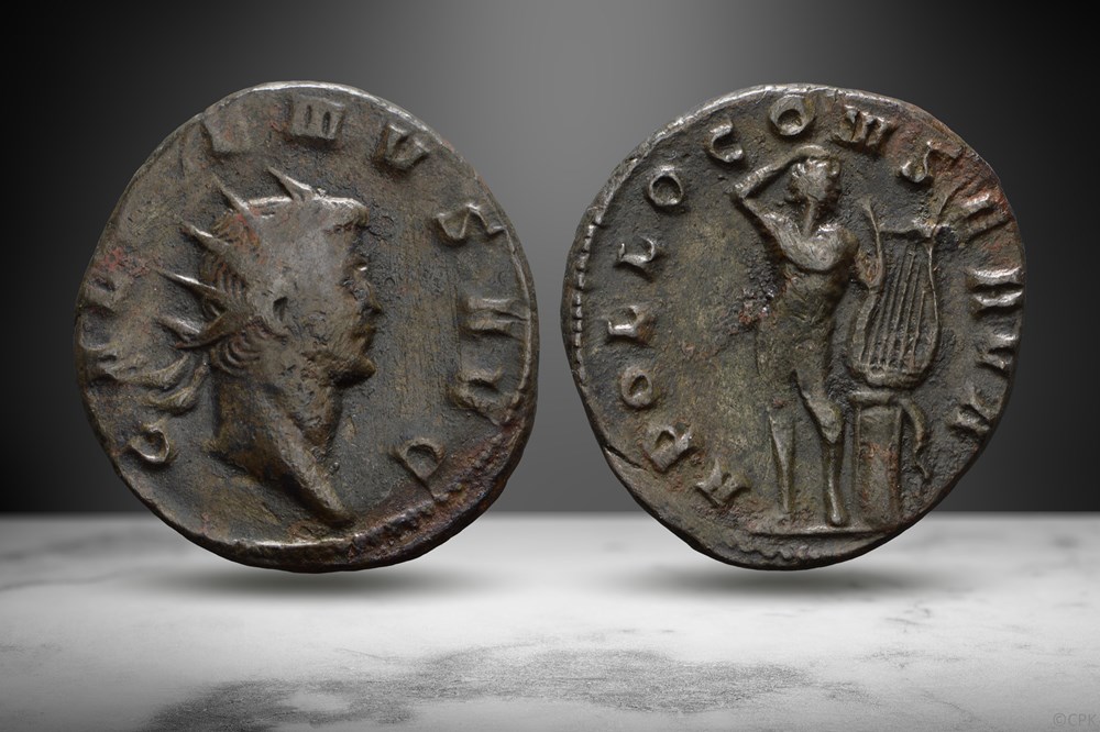 Gallienus BI Antoninianus (APOLLO CONSERVA, RIC V.1 467) coins ancient romans imperial and republican gallienus bi antoninianus apollo conserva ric v 1 467
