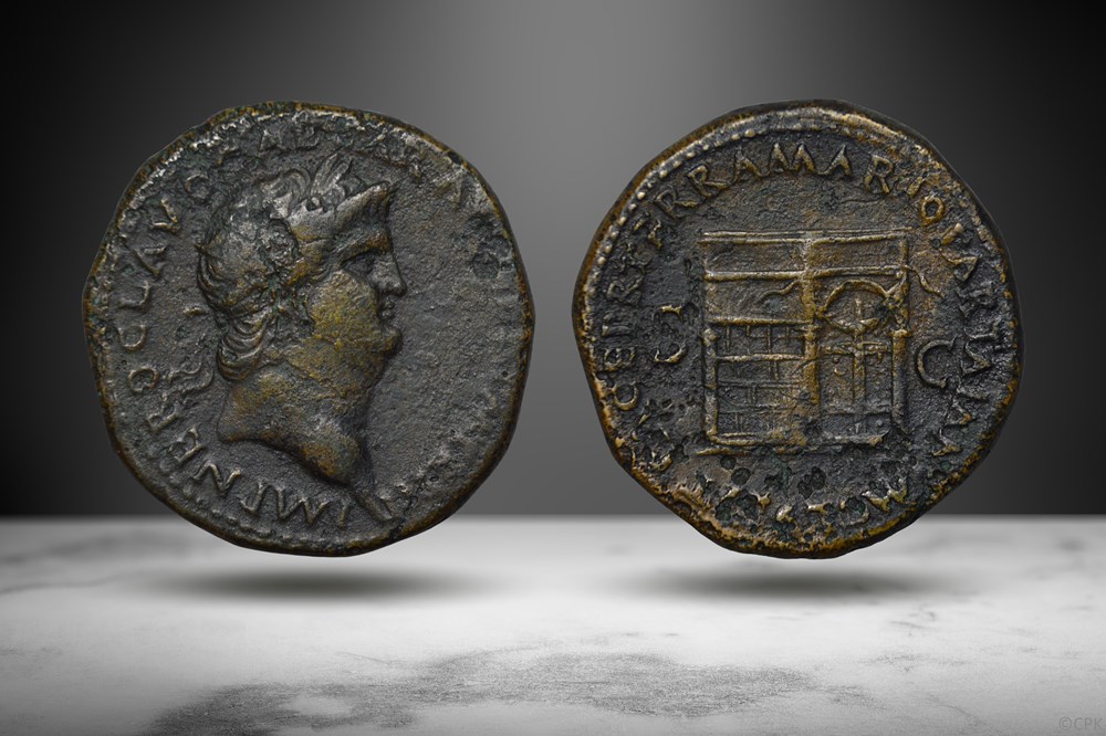 Nero AE Sestertius (Temple of Janus, RIC I 323) coins ancient to romans imperial and republican nero ae sestertius temple of janus ric i 323