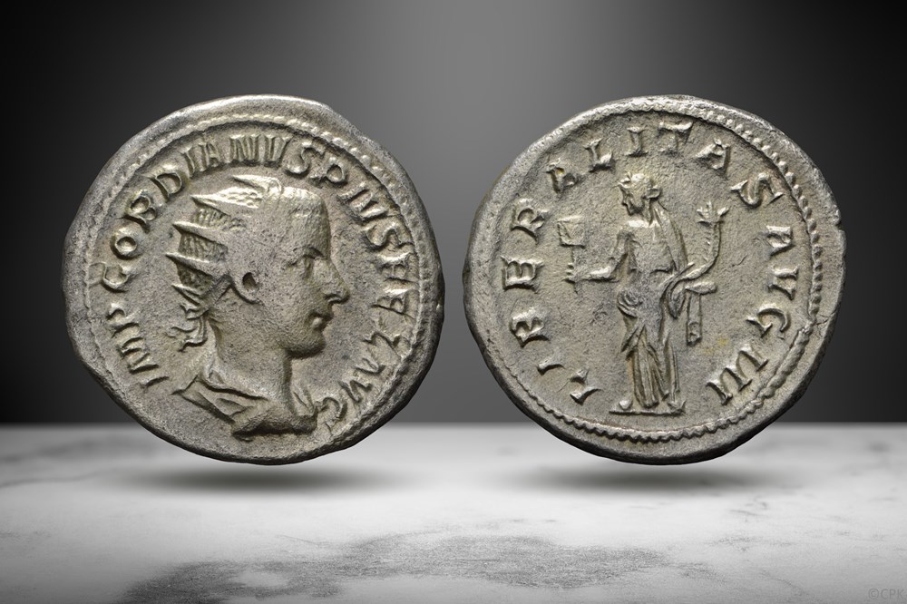 Gordian III AR Antoninianus (LIBERALITAS AVG III, RIC IV.3 67) coins ancient romans imperial and republican gordian iii ar antoninianus liberalitas avg iii ric iv 3 67