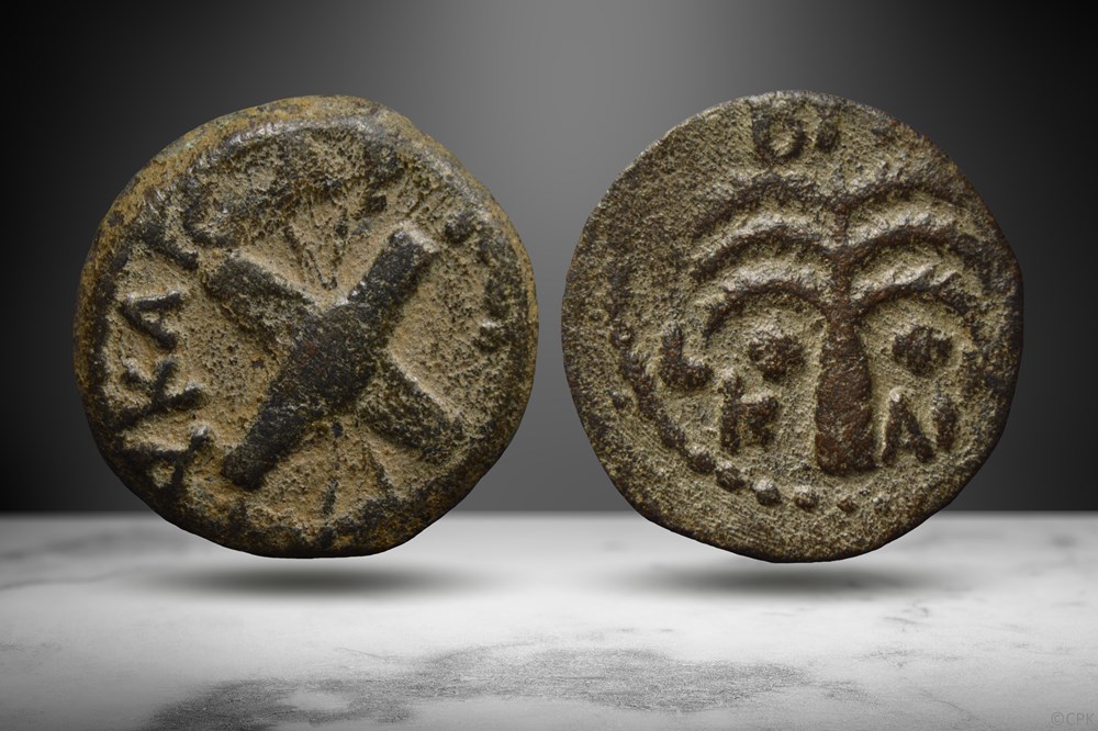 Antonius Felix Prutah (Crossed Shield/Palm, RPC 4971) coins ancient middle east antonius felix prutah crossed shield palm rpc 4971