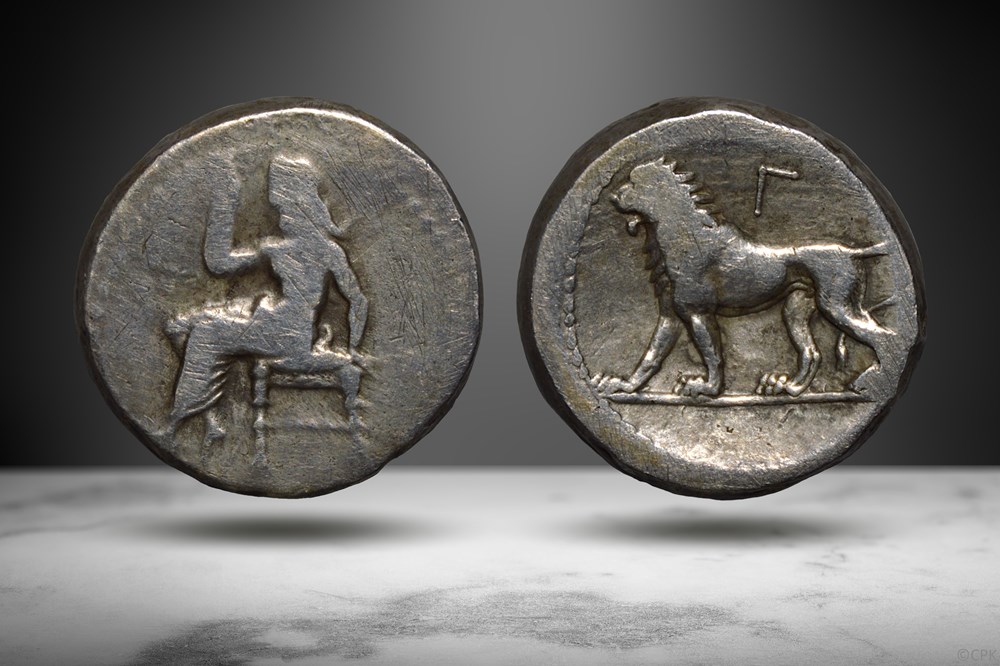 coins ancient to greek persia alexandrine empire ar stater baal lion nicolet pierre 7