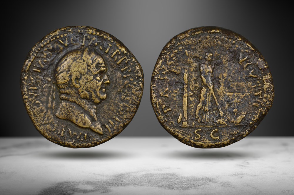 Vespasian AE Sestertius (Pax with torch, RIC II 241) coins ancient romans imperial and republican vespasian ae sestertius pax with torch ric ii 241