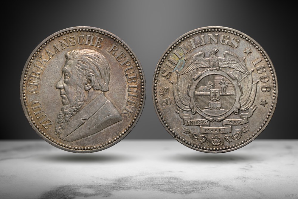 South Africa Republic 1896 AR 2 ½ Shillings (Numista 21288) coins world south africa republic 1896 ar 2 shillings numista 21288