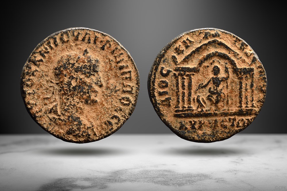 Syria, Cyrrhus AE (Philip I/Temple, RPC VIII 7845) coins ancient to romans provincial syria cyrrhus ae philip i temple rpc viii 7845
