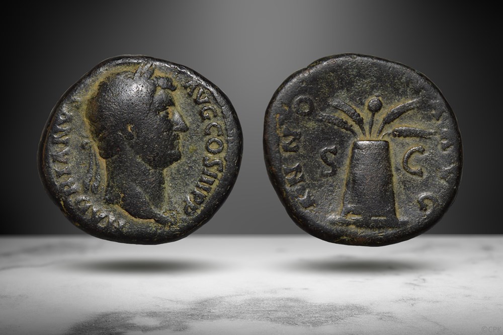 Hadrian AE As (ANNONA AVG/Modius, RIC II 2378) coins ancient to romans imperial and republican hadrian ae as annona avg modius ric ii 2378