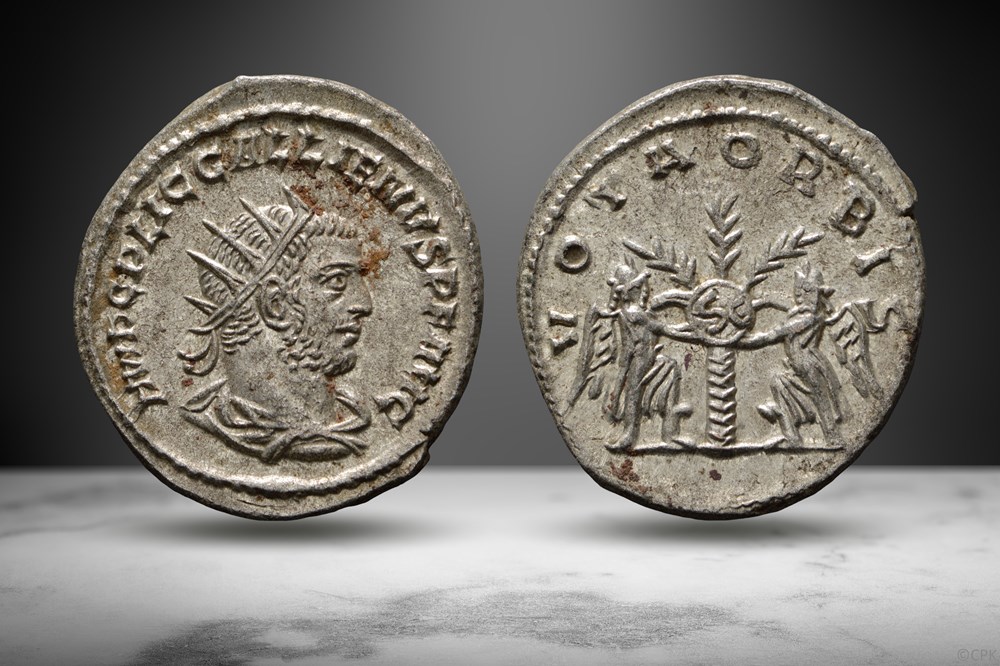 Gallienus AR Antoninianus (VOTA ORBIS, RIC V.1 460c) coins ancient romans imperial and republican gallienus ar antoninianus vota orbis ric v 1 460c