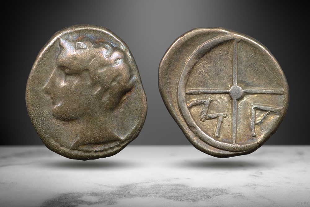 Gaul, Massalia AR Obol (Bust/wheel, De La Tour 689) coins ancient greek gaul massalia ar obol bust wheel de la tour 689