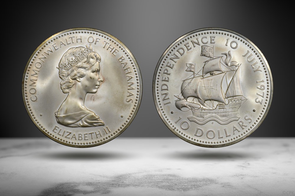 coins world bahamas 1973 ar 10 dollar commemorative elizabeth ii santa maria numista 16333